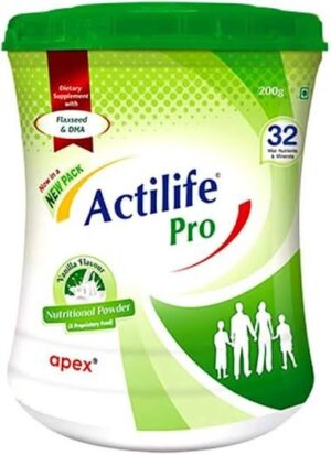 Actilife Pro with Whey Protein, DHA & Flaxseed for Nutrition | Flavour Powder Vanilla 200gm