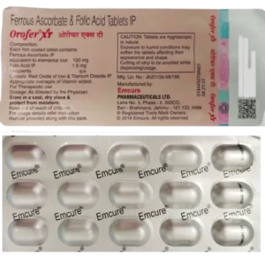 Orofer XT Tablet with Ferrous Ascorbate & Folic Acid | For Mineral Support 15 tablet