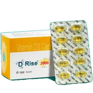 D-Rise 2000 Capsule with Vitamin D3 (Cholecalciferol) for Bone Health | Bone, Joint & Muscle Care 10 capsule